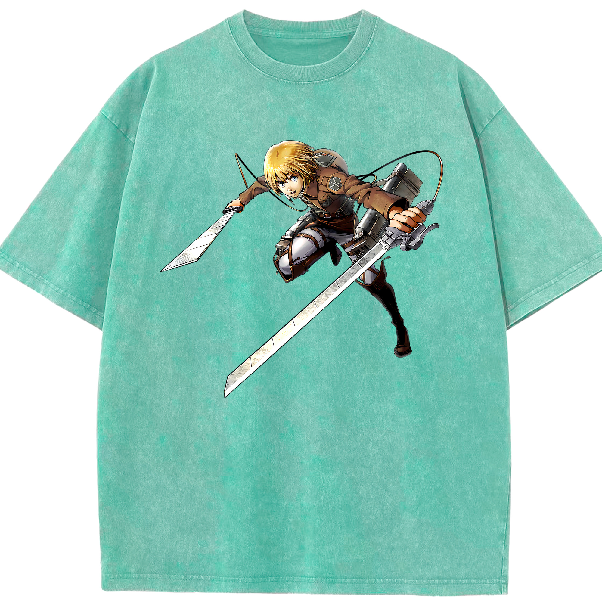 （画像用） 進撃の巨人 アルミン·アルレルト Attack on Titan Armin Arlert 綿100% ヴィンテージ風 半袖Tシャツ（フロントプリント）